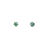 Emerald and Diamond Halo Earrings