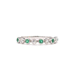 14KW Emerald and Natural Diamond (1/10 ctw) Bezel Set Ring