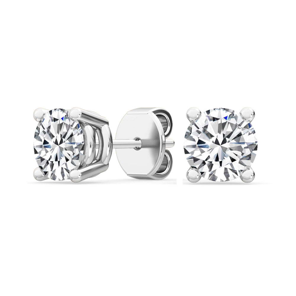 Round Natural Diamond Solitaire Earrings