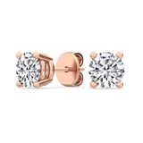Round Natural Diamond Solitaire Earrings