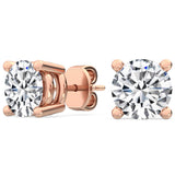 Round Natural Diamond Solitaire Earrings