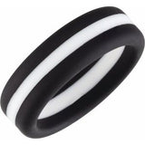 Silicone Comfort-Fit Band, Black With White Stripe