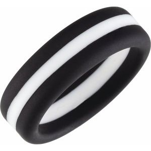 Silicone Comfort-Fit Band, Black With White Stripe